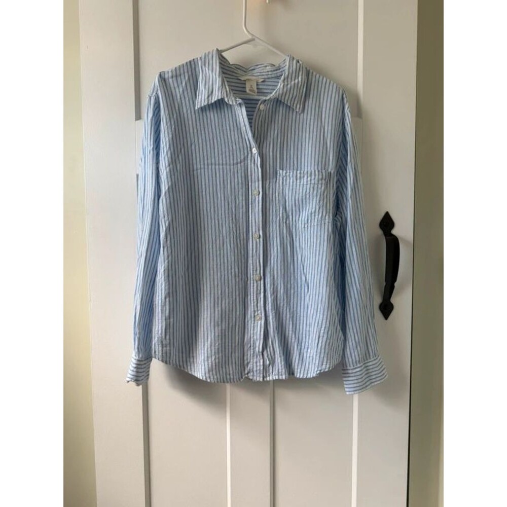 H&M Striped Linen Blend Button Down